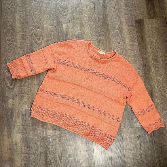 COPY - Textured Chunky Knit Rust Orange Sweater Size Large - Picture 1 of 8